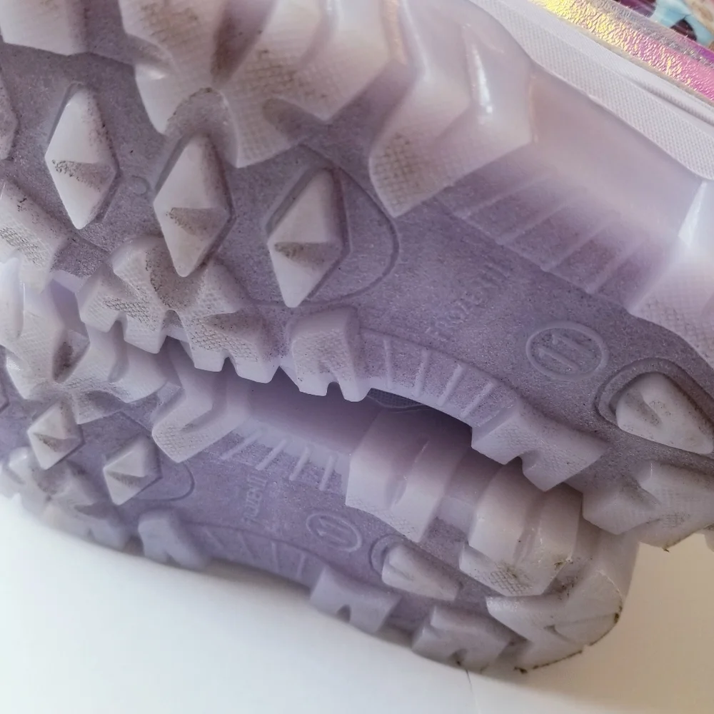 ❗Disney Frozen Girls Holographic Lilac Snow Boots with Fur Size 11❗